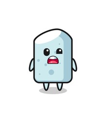 the shocked face of the cute chalk mascot