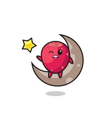 illustration of prickly pear cartoon sitting on the half moon