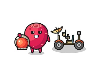 the cute prickly pear as astronaut with a lunar rover