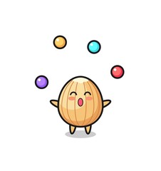 the almond circus cartoon juggling a ball