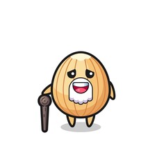 cute almond grandpa is holding a stick