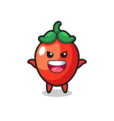 the illustration of cute chili pepper doing scare gesture