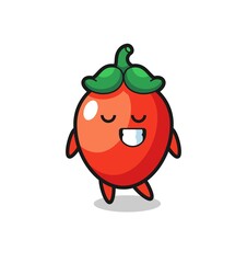 chili pepper cartoon illustration with a shy expression