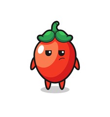 cute chili pepper character with suspicious expression