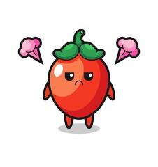 annoyed expression of the cute chili pepper cartoon character