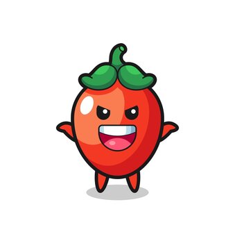 the illustration of cute chili pepper doing scare gesture