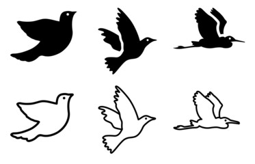 Bird Icons Set Vector Illustration White Background. Vector Elements for Design.