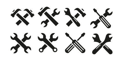 Service Tools Icon Black Flat Styled. Repair Icon Vector Illustration