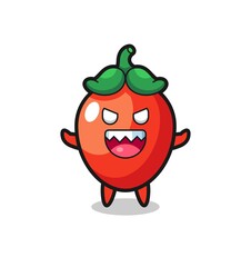illustration of evil chili pepper mascot character
