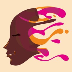Abstract female face silhouette icon vector illustration