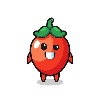 cute chili pepper mascot with an optimistic face © heriyusuf