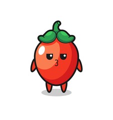the bored expression of cute chili pepper characters