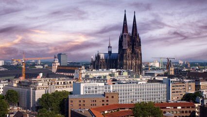 Over the rooftops of Cologne Germany - COLOGNE GERMANY - JUNE 25, 2021