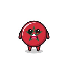 the shocked face of the cute morocco flag mascot