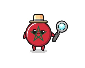 the mascot of cute morocco flag as a detective