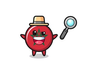 illustration of the morocco flag mascot as a detective who manages to solve a case