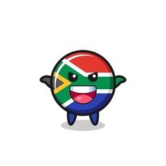 the illustration of cute south africa flag doing scare gesture