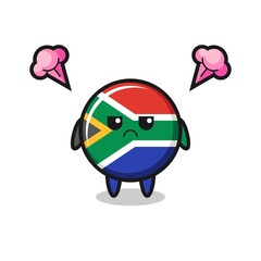 annoyed expression of the cute south africa flag cartoon character