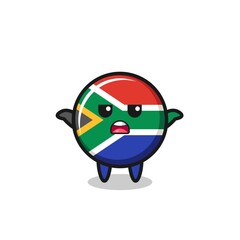 south africa flag mascot character saying I do not know