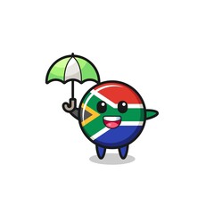 cute south africa flag illustration holding an umbrella