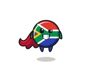the cute south africa flag character as a flying superhero