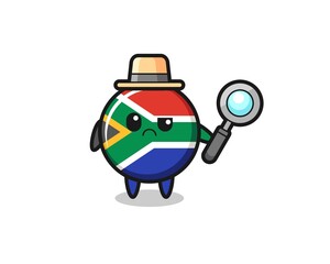the mascot of cute south africa flag as a detective