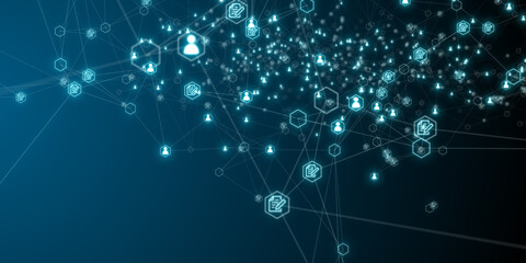 Smart contracts decentralized business computer protocol on blockchain network  - illustration rendering