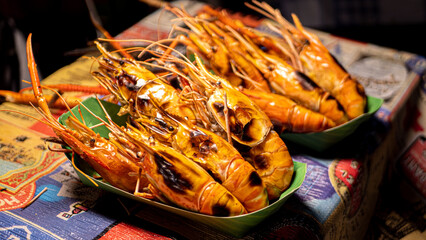 Seafood on a street market in Bangkok, Thailand