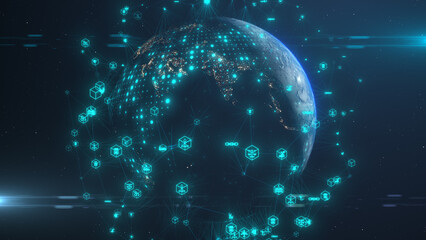 Blockchain supply chain business smart contract solution network protocol - illustration rendering
