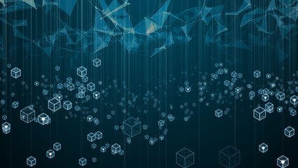 Supply chain blockchain technology smart contract business solution - illustration rendering