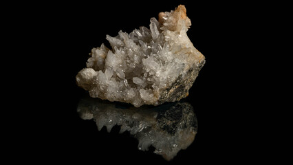 Closeup shot of a quartz crystal formation from petscheckite and niocalite