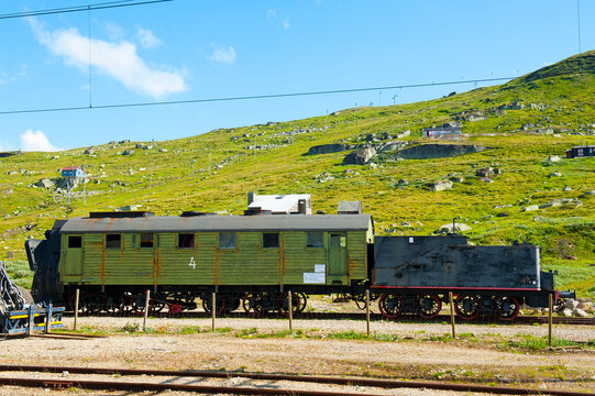 FINSE, NORWAY - JULY 28, 2019: Railway Snowblower at Finse - The Rallar history museum