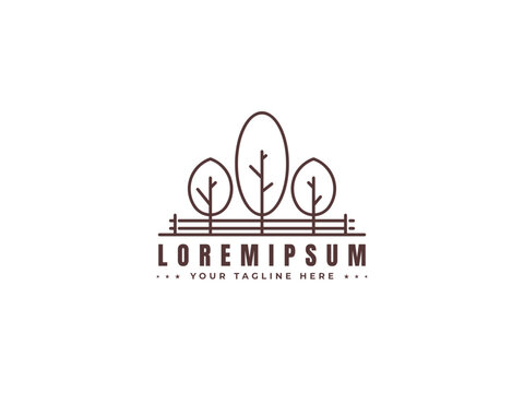 Minimal tree logo design. Creative garden logo template 