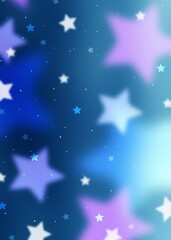 Neon stars. Illustration with starry sky.