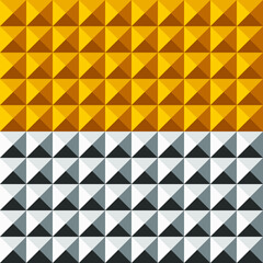 Vector illustration of seamless triangle square background. silver and gold imitation metal rivets