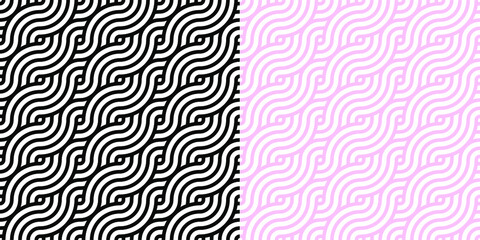 geometric seamless background with a pattern consisting of a sequence of overlapping waves, circles and squares of different warm colors. A recurring geometric theme.