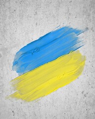 Yellow -blue flag of ukraine oil painting on canvas.