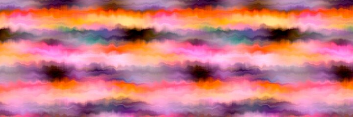 Funky summer ombre tie dye batik stripe border pattern. Seamless stain space dyed striped effect fashion trim edging. Washed out boho beach wear ribbon endless tape. © Nautical