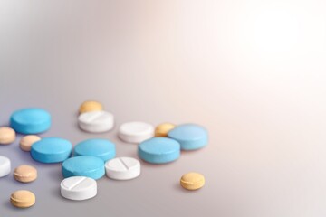 Mach pills. Headache pills, painkillers, antibiotics or antidepressants tablets