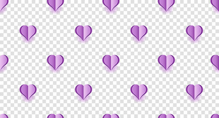 Seamless pattern with purple hearts. Hearts wallpaper. Cute purple hearts seamless texture pattern. Cute seamless pattern. Vector illustration