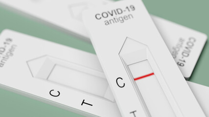 Negative test result by using rapid test device for COVID-19. 3d illustration