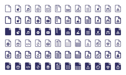 Document file icon collection isolated on white background. Data management concept.
