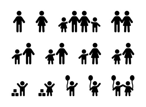 Family icon collection. Containing Father, mother, son, daughter, children icon. Community concept