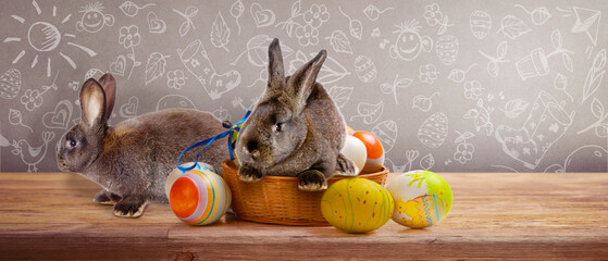 Fototapeta na wymiar Funny Easter bunny. Happy Easter holiday concept.