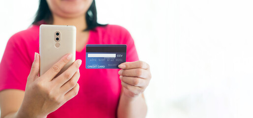 Online shopping, payment at the store, credit card, concept