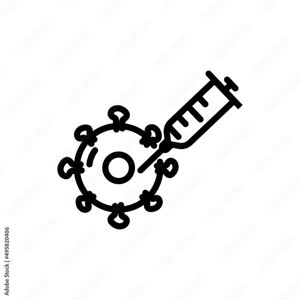Poster virus icon with syringe. suitable for vaccine symbol. line icon style. simple design editable. desig