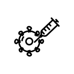 virus icon with syringe. suitable for vaccine symbol. line icon style. simple design editable. Design template vector