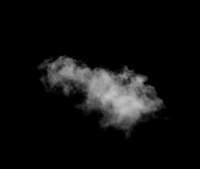 Fototapeta na wymiar White Cloud Isolated on Black Background. Good for Atmosphere Creation. Graphic Design Resource
