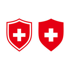 Protection of immunity icon. Shield immune system concept