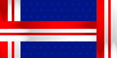Red, white and blue background with star